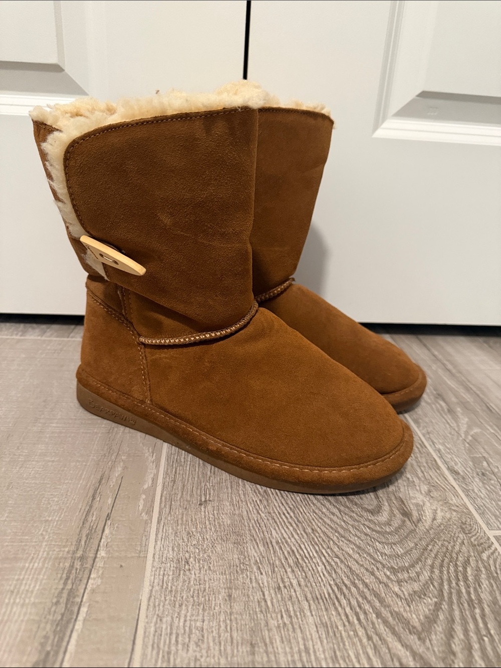 BearPaw Chestnut Suede Shearling-Lined Winter Boots